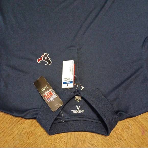 Antigua Navy Blue Mens XL Houston Texans Tribute Polo Shirt NFL Team Apparel - Picture 3 of 5